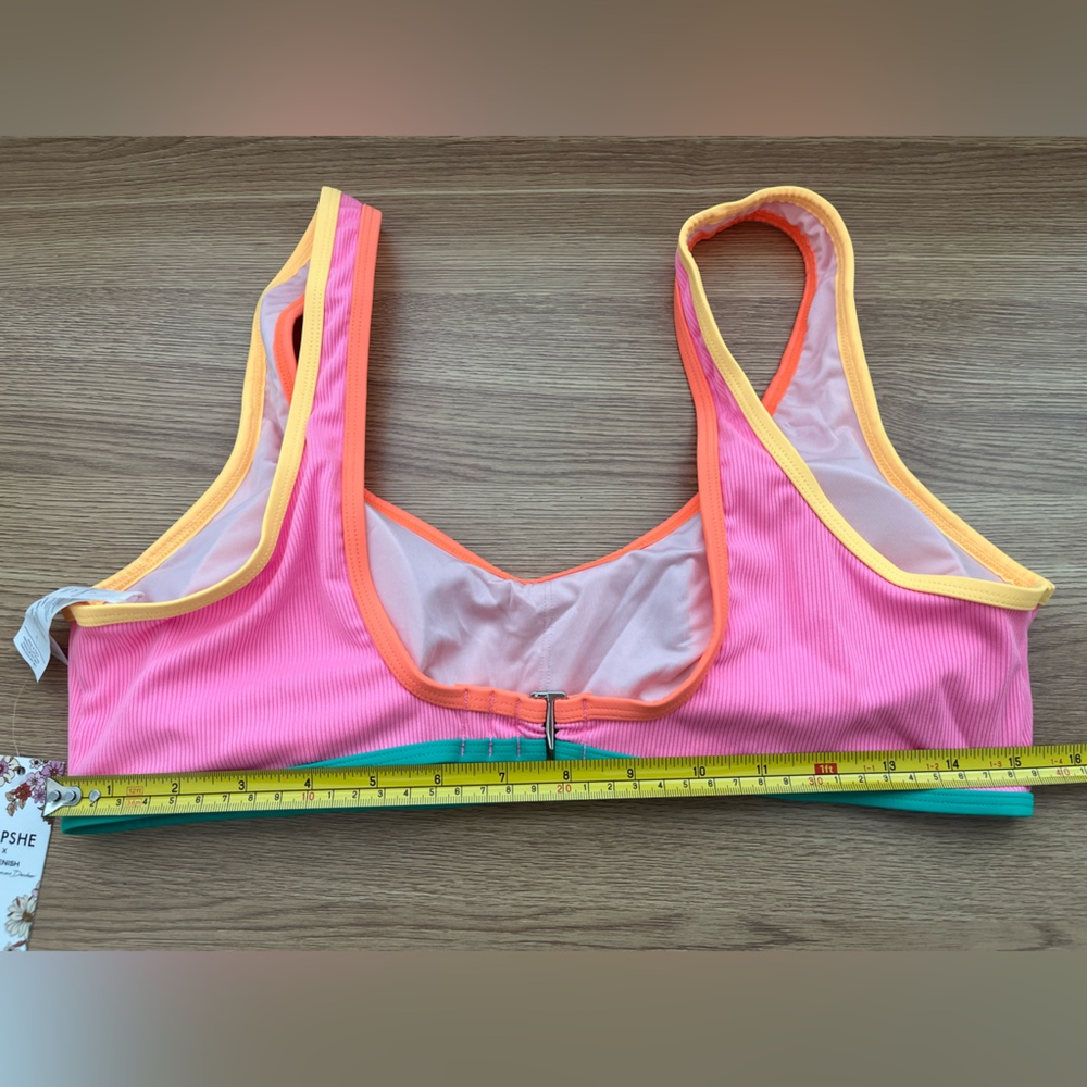 Cupshe x Kittenish Ribbed Bikini Top Pink Colorblock Swim Top Only Womens L NWT - Picture 6 of 6